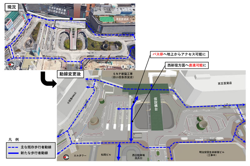 歩行者動線の変更