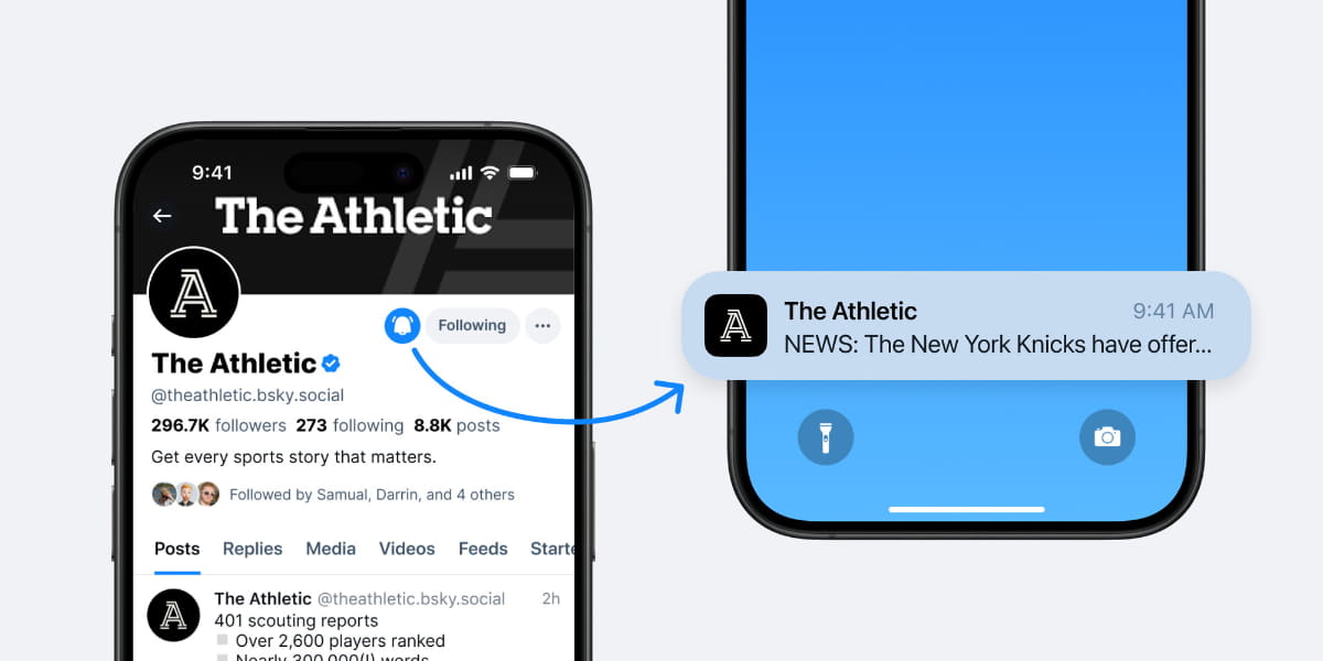 アカウントからの投稿があると、ユーザーに通知する