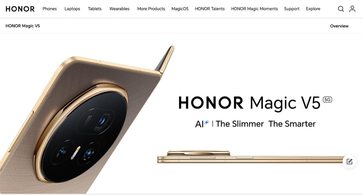 HONORのHONOR Magic V5は、8.8mmの超薄型フォルダブルスマホ。中国メーカーの間で、薄型化競争が進んでいる
