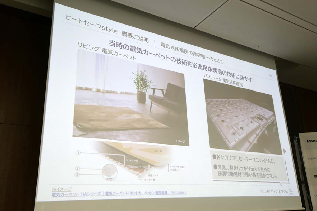 各々のリブにヒーターユニットを備え、床側にしっかり熱を伝える