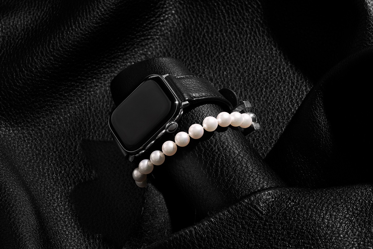 レザーハイブリッドダブルラップバンド パール for Apple Watch