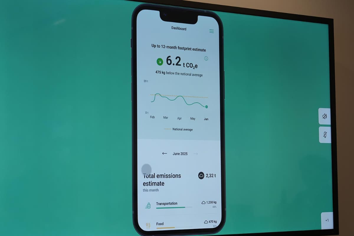 アプリに決済に伴うCO2排出の総量を表示