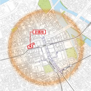 グリーンボーナス対象エリアと計画地