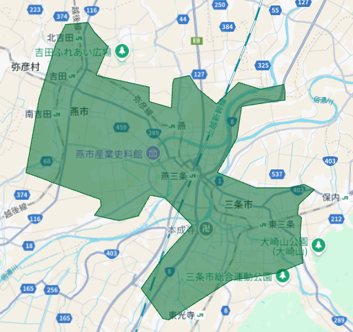 新潟県三条市、燕市