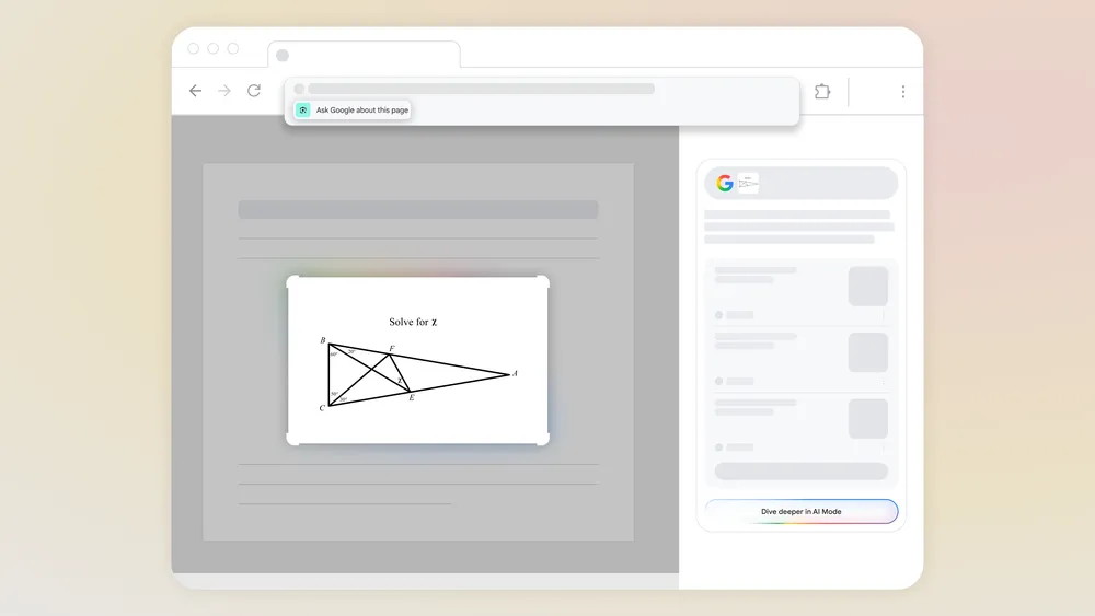 ChromeのGoogle LensとAIモードを組み合わせた利用が可能