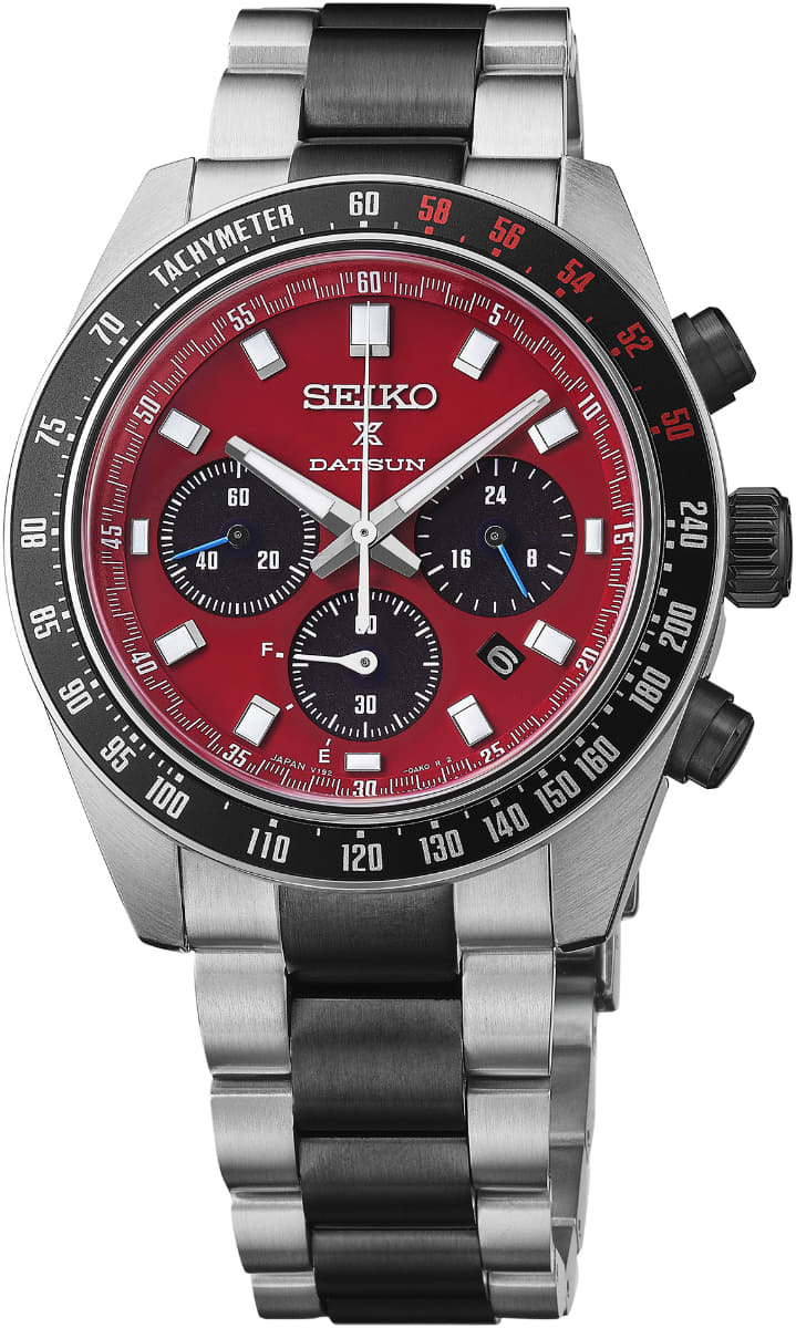 スピードタイマー ソーラークロノグラフ ダットサン240Z コラボレーション限定モデル SBDL123、143,000円。国内300本限定