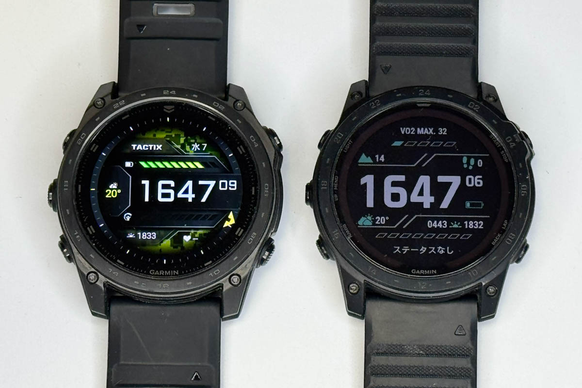 tactix 7のバックライトをオンにしたところ。この状況ではあまり差は感じませんが、室内光が当たらない状況ではバックライトは必須です