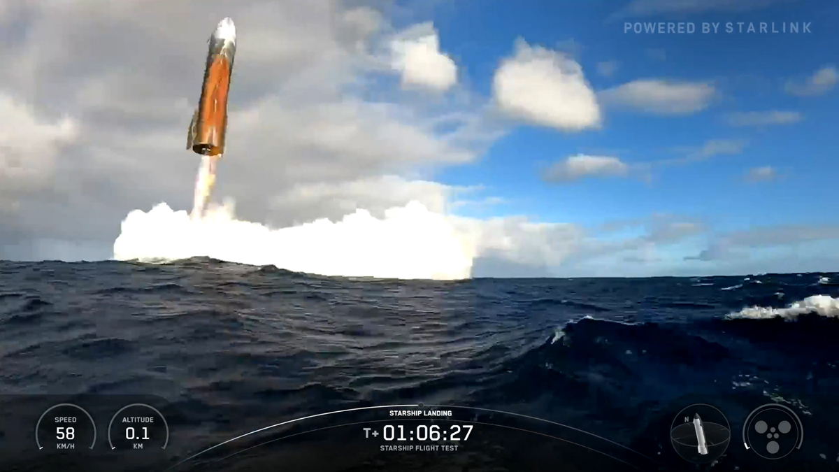 着水の様子(SpaceXの配信より)