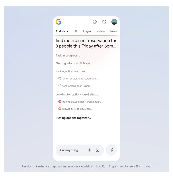 ユーザーが複数の条件や希望を質問しても、予約サイトなどを横断的に検索して、指定した条件にあう空き状況を探しリストアップする
