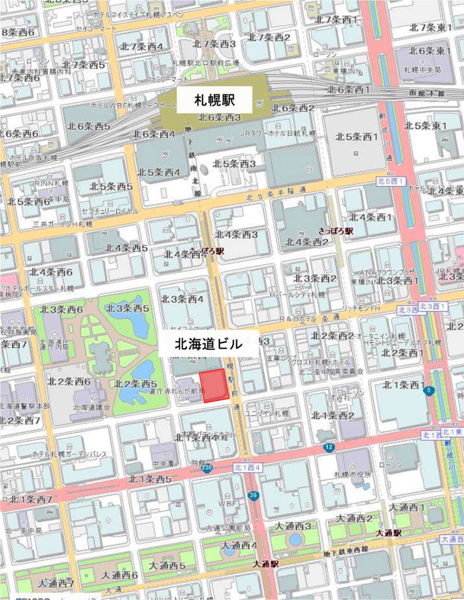 位置図(北海道ビル閉館のニュースリリースより)