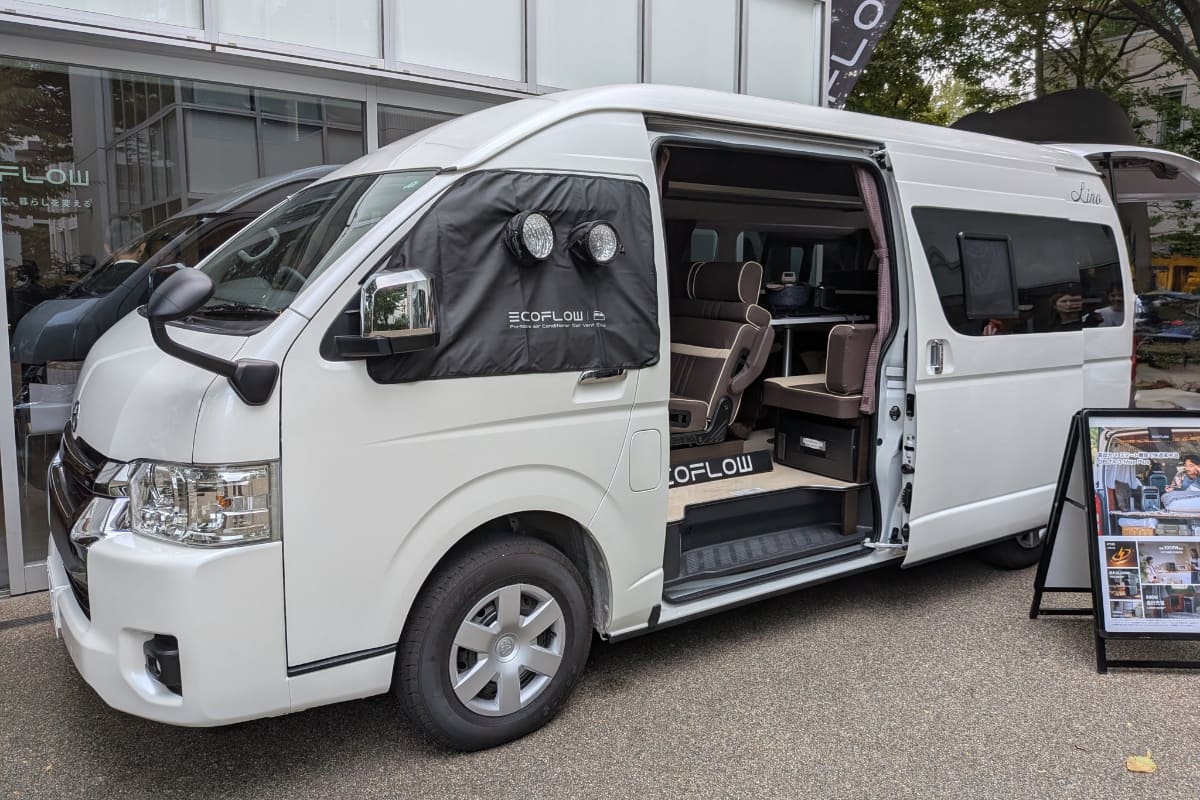 車中泊での活用を想定した展示(DELTA 3 Max Plus)