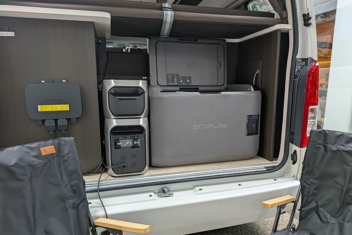 車中泊での活用を想定した展示(DELTA 3 Max Plus)
