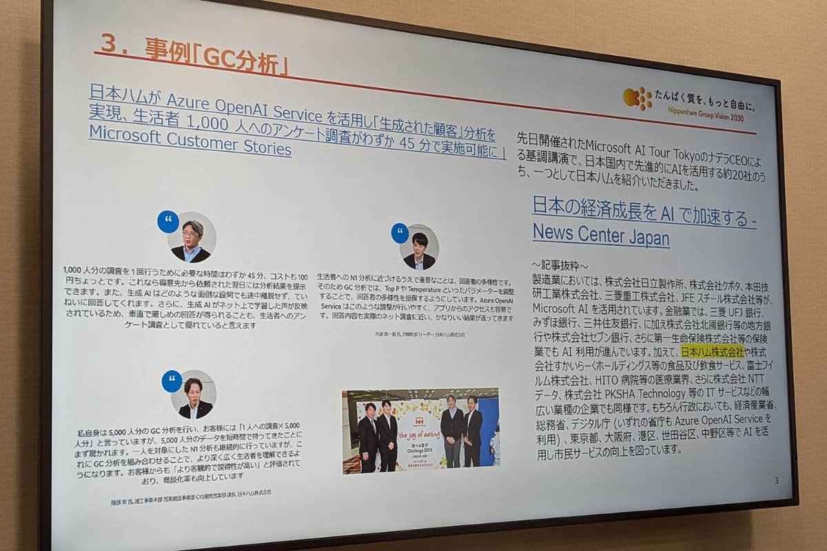 日本ハムが導入したGC分析。蓄積された膨大なプロファイルデータを基に仮想の顧客を生成し、意見の分析やアイデア抽出を行なう