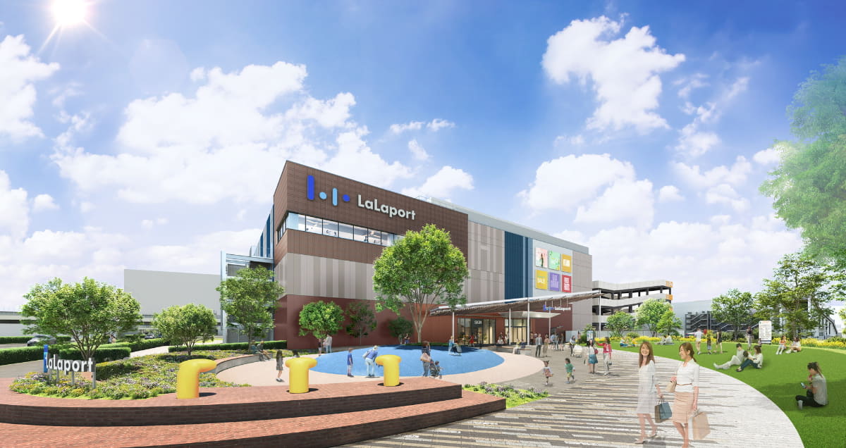 ららぽーとTOKYO-BAY北館、建替え計画I期エリアの東側エントランス「港の広場」から見る外観イメージ