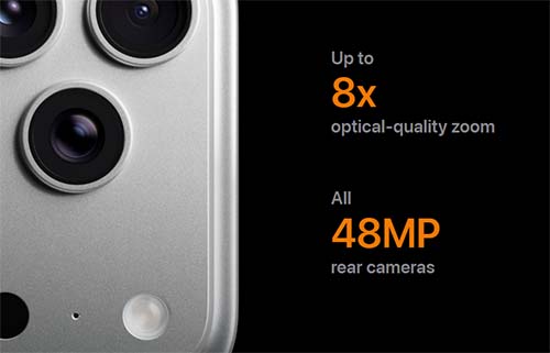 米国では8倍の光学相当ズーム(optical-quality zoom)表記(9月18日時点)