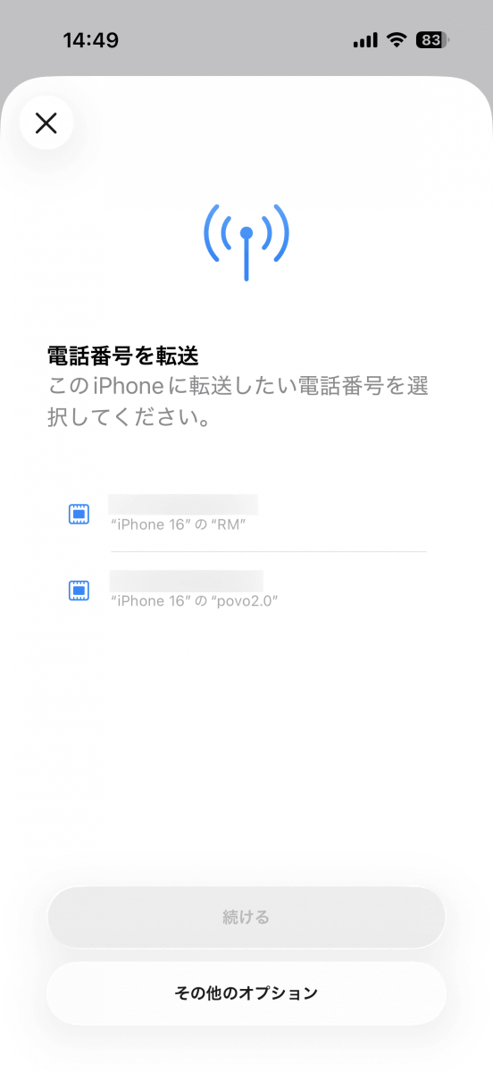 複数のeSIMが登録されている場合でもクイック転送は利用できる