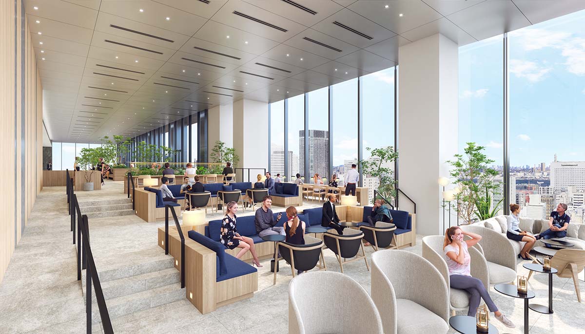 11階スカイロビーのオフィスラウンジ