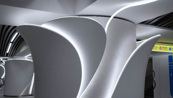 柱は内外の面で輝きが異なる