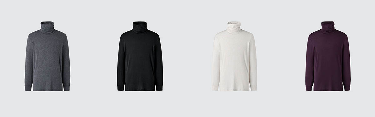 メンズ 極暖ヒートテックカシミヤブレンドタートルネックT
