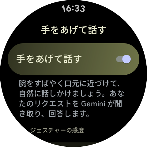 「手をあげて話す」の設定画面