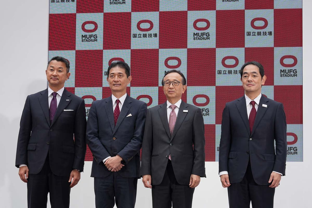 左からNTTドコモ前田社長、JNSE竹内社長、MUFG亀澤社長、MUFG高瀬グループCSO