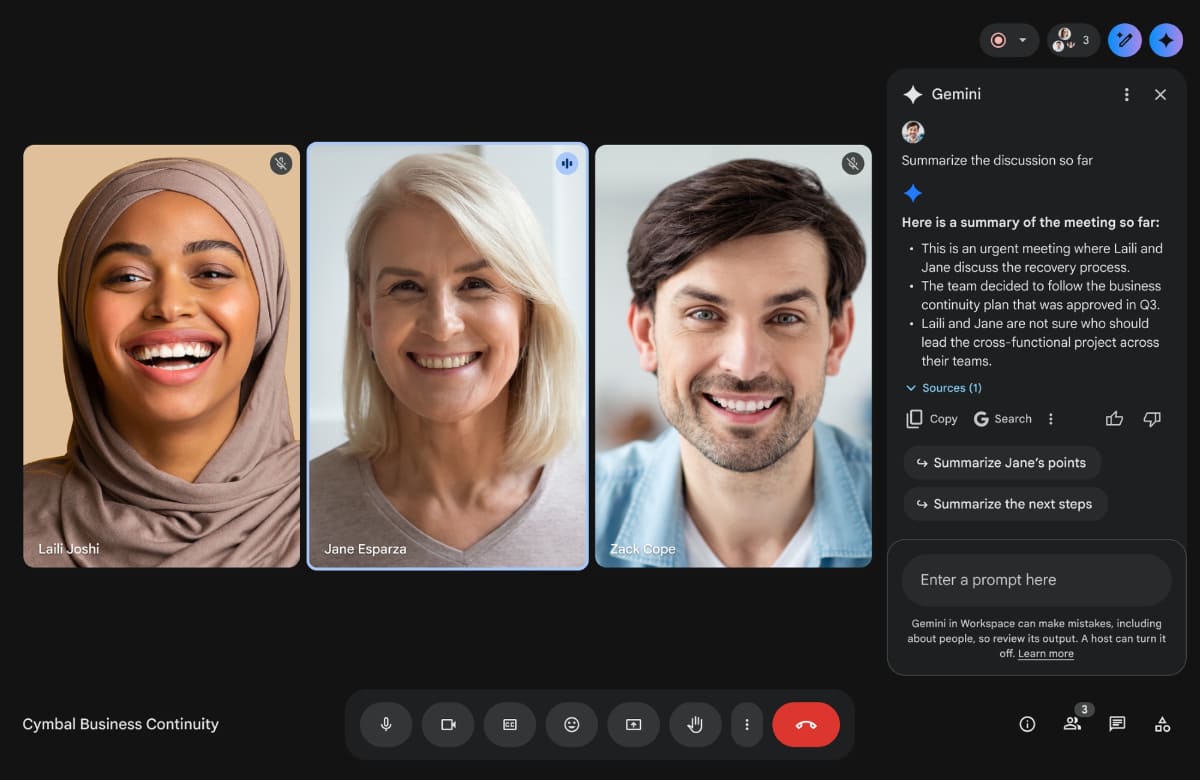 Microsoft 365の障害時には、Google MeetやGeminiなどへすぐに切り替えられる。