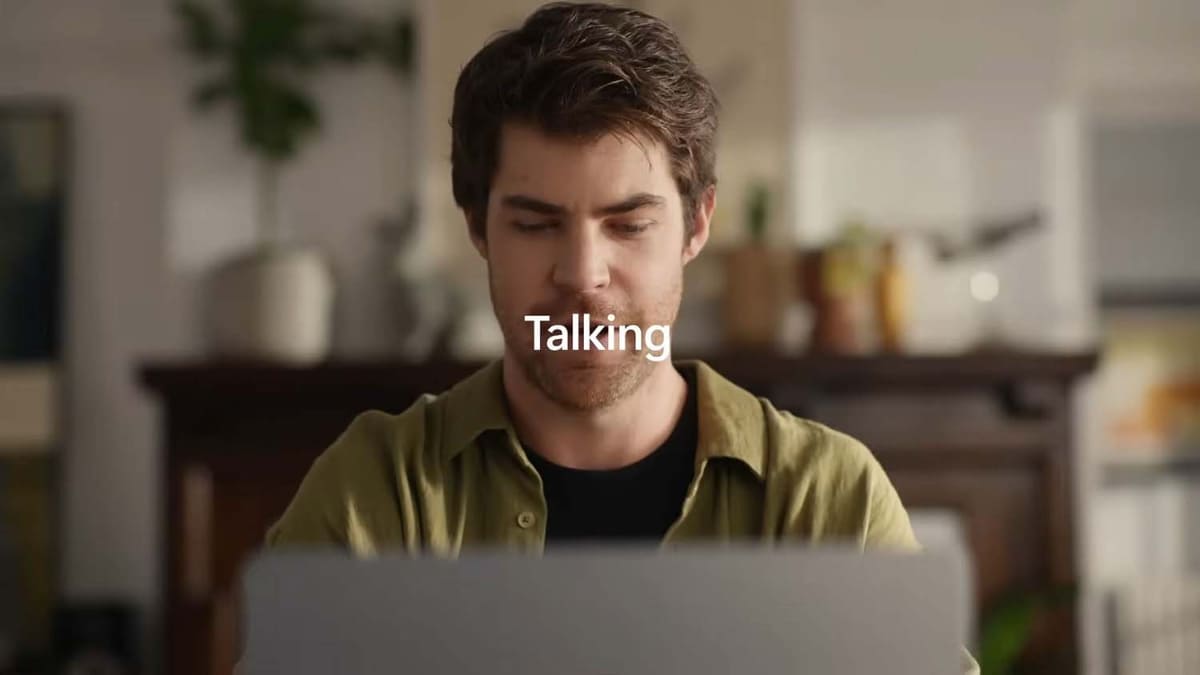 上記ビデオより抜粋。Type(キーボード)・Scroll(マウス)の次は「Talking」(会話)とアピール