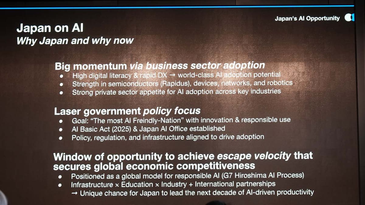 左からOpenAI Japan 政策・パートナーシップ担当 大久保 和也氏、日立製作所 執行役常務 AI&ソフトウェアサービスビジネスユニットCEO兼AIトランスフォーメーション推進本部長 細矢良智氏、OpenAI Chief Global Affairs Officer Chris Lehane氏、三菱UFJフィナンシャル・グループ 執行役員 グループCDO兼デジタル戦略統括部長 江見 盛人氏、Cynthialy代表取締役CEO 國本知里氏、THE GUILD CEO/UI UX Designer深津貴之氏