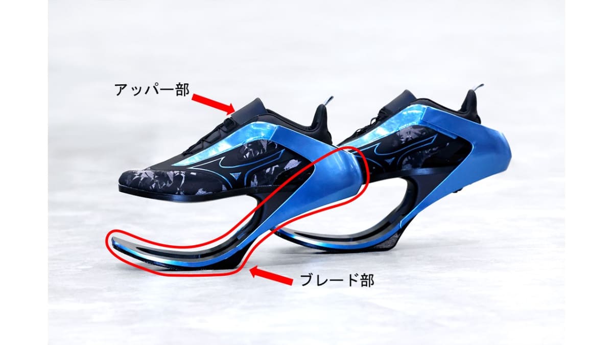 ブレード部に板バネを採用し、アッパー部は陸上スパイクから着想を得た構造を取り入れている