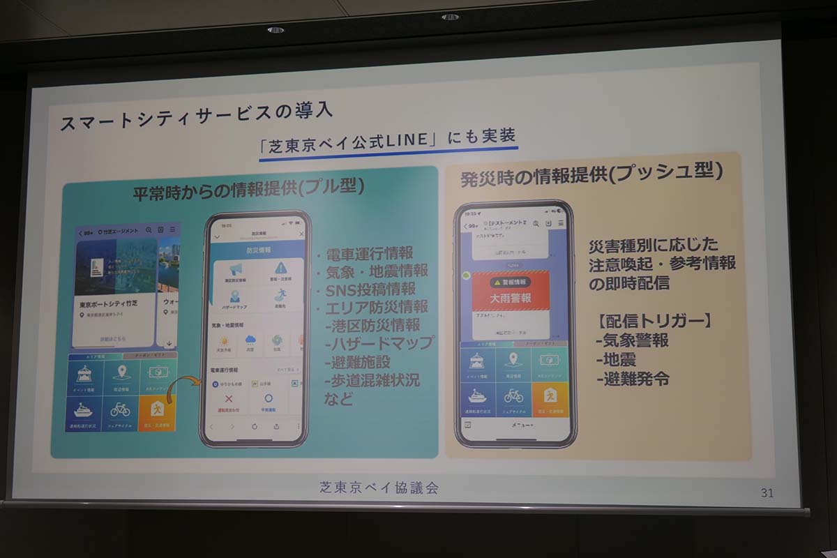 「芝東京ベイ公式LINE」をタウンポータルとする