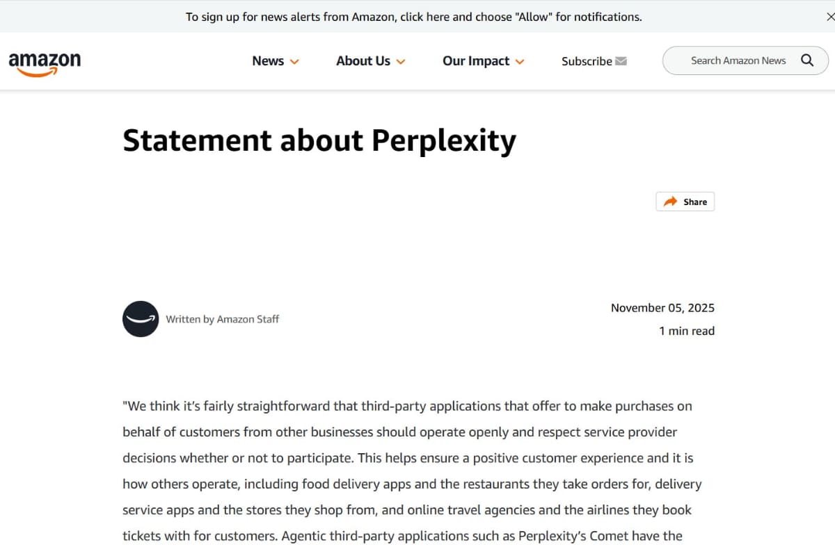 Amazonの声明