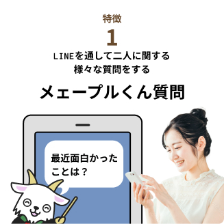 LINE上で執事のメェープルくんが約1週間に一度、2人に関する様々な質問を投げかける