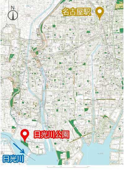 日光川公園位置図(出典：日光川公園整備運営事業 募集要項)