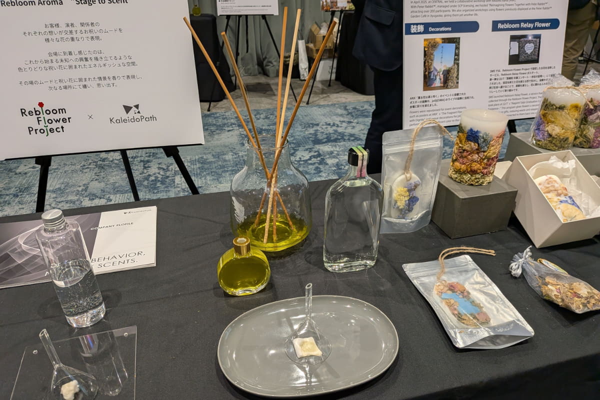 回収した祝い花からドライフラワーやディフューザーなどを作成