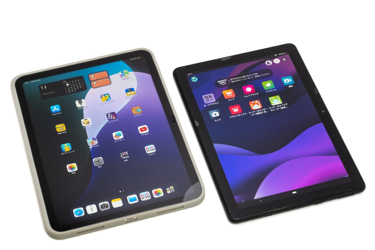 左がiPadで右がKindle Fire キッズモデル