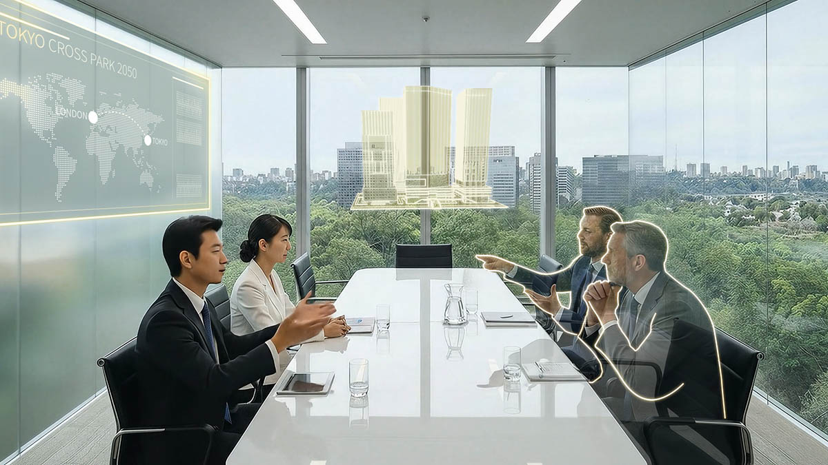 将来的な空間・時間を問わないビジネスシーンイメージ