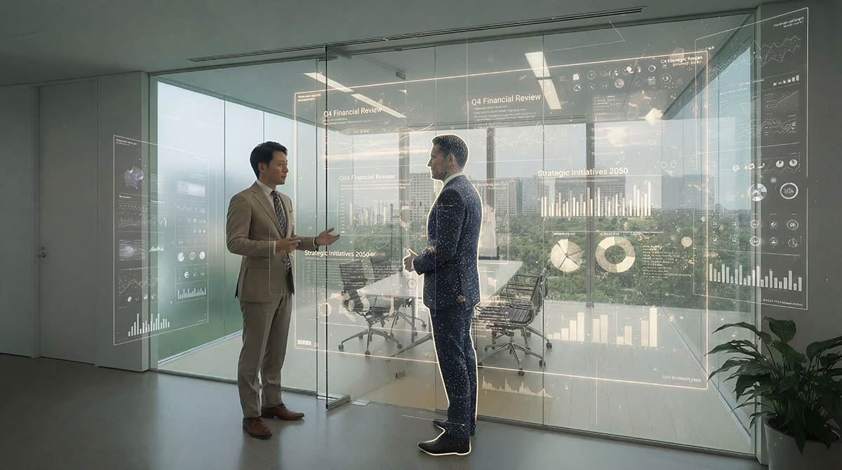 将来的な空間・時間を問わないビジネスシーンイメージ