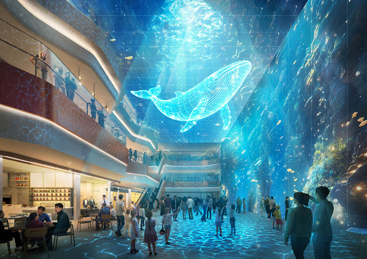 将来的なCrossGateでのバーチャルアクアリウムイメージ