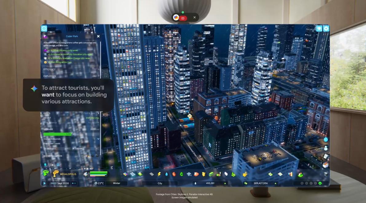 PC ConnectでPCゲームの画面を表示。Geminiに攻略のヒントも聞ける