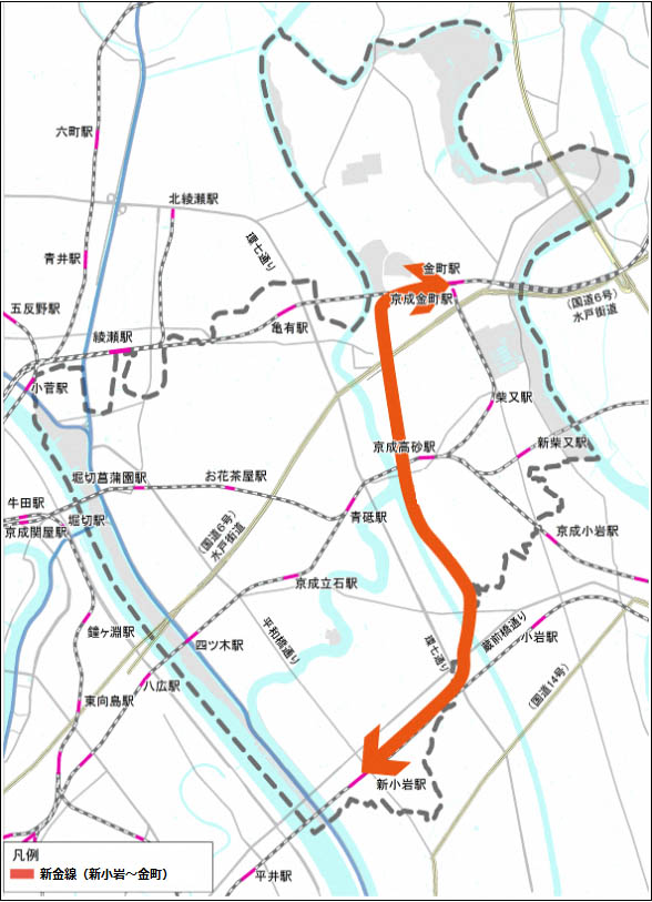 新金線路線図(出典：<a href="https://www.city.katsushika.lg.jp/planning/1030243/1003616/1023798.html">葛飾区 新金線の旅客化検討</a>)