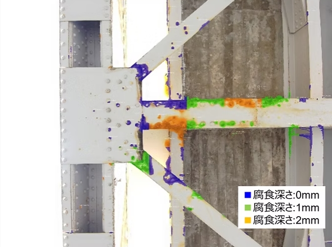 「腐食深さ推定」の解析結果イメージ
