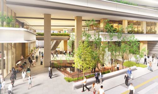 昭和通りからの貫通通路完成予想イメージ