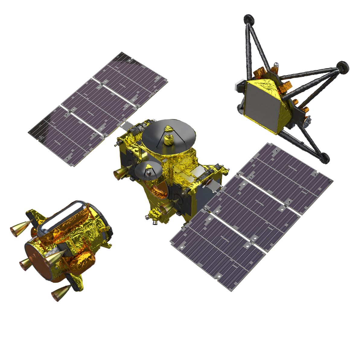 3つのモジュールに分かれているMMX探査機(クレジット:JAXA)