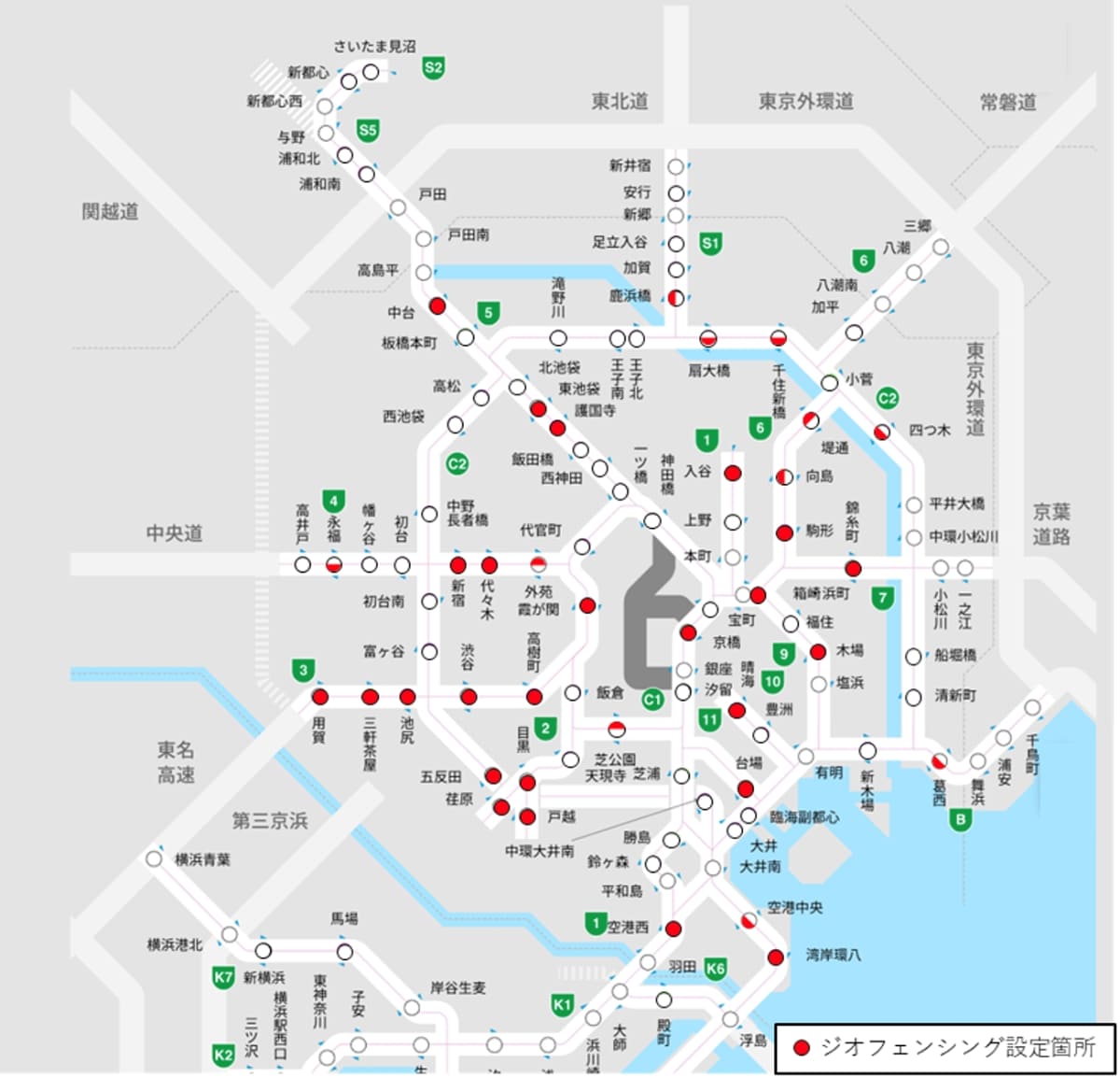 首都高速道路での導入場所