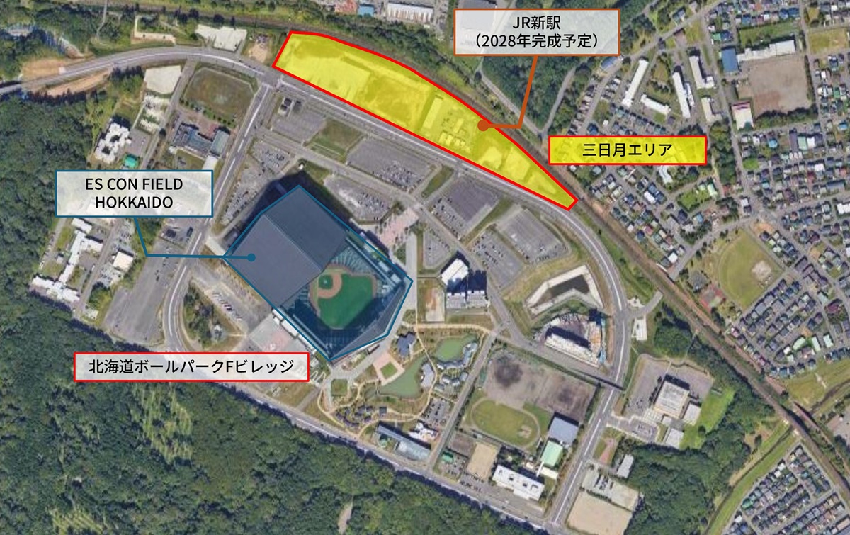 Fビレッジと新駅に近接する三日月エリアに建設
