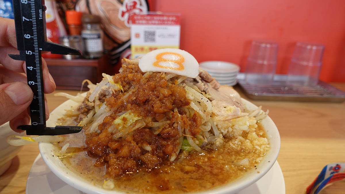 金沢豚骨醤油ラーメンの「野菜山」は6cmに及ぶ