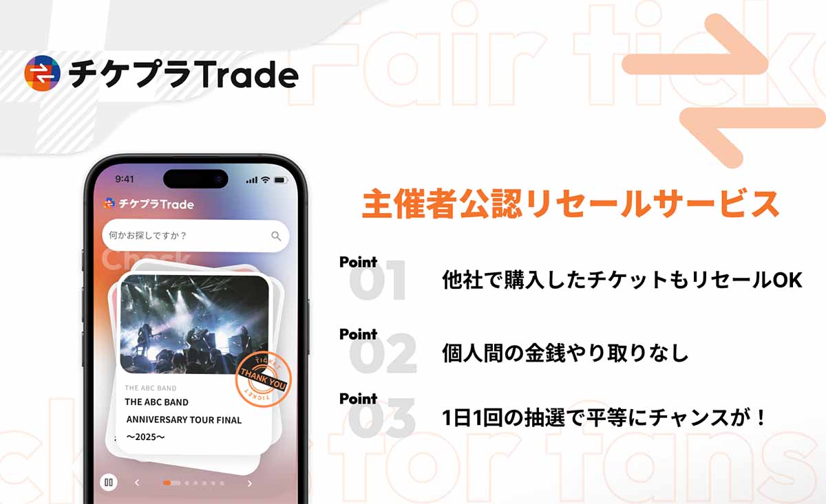 イベント主催公認のリセールサービス「チケプラトレード」