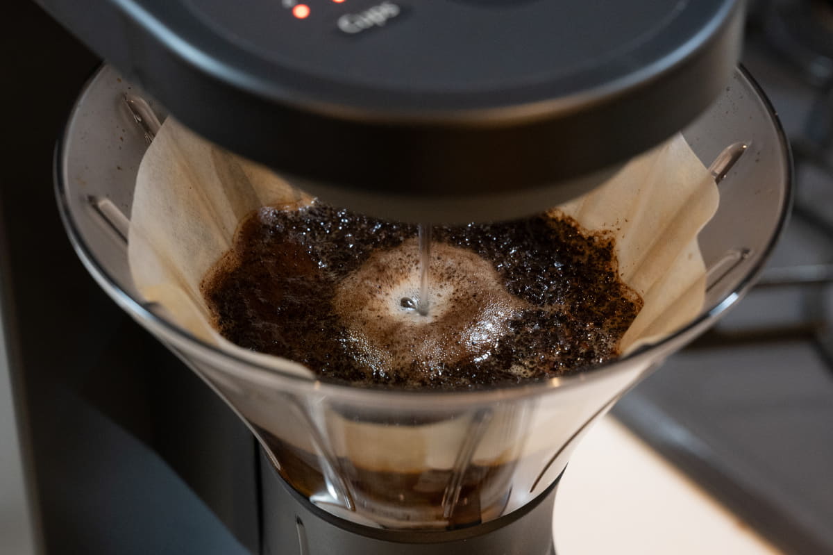 お湯は1点で注がれます