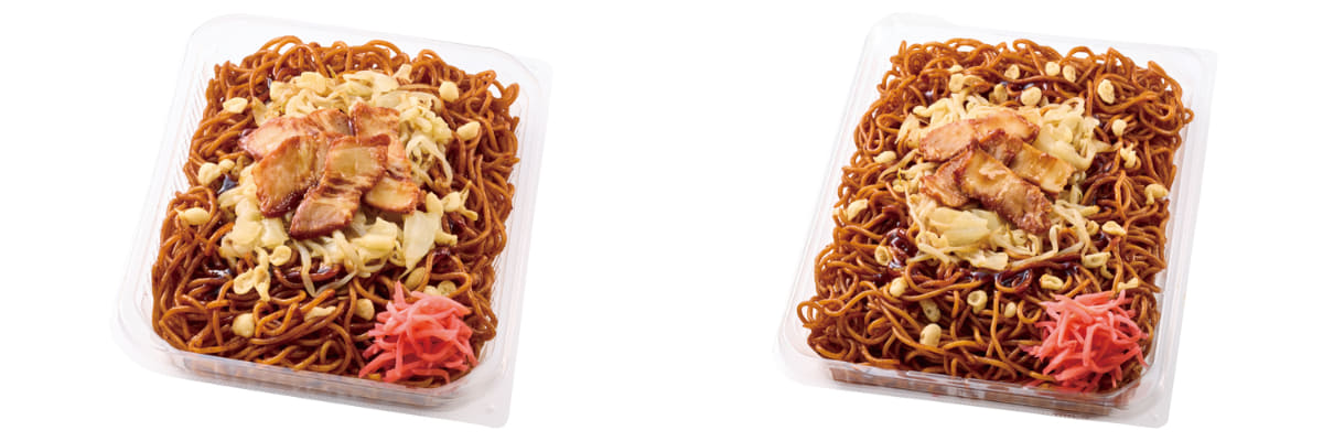 従来品と「盛りすぎ!ソース焼そば」