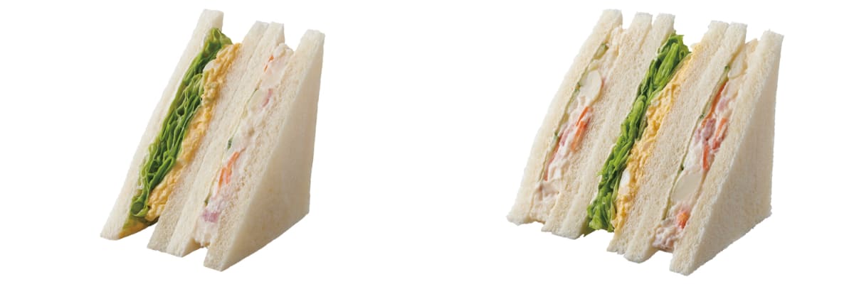 従来品と「盛りすぎ!ポテトたまごサンド」